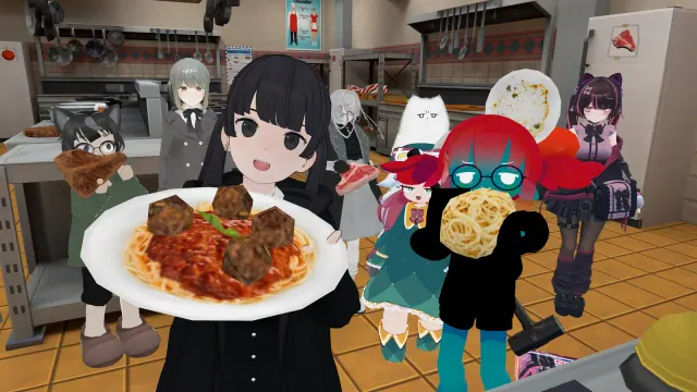 食事をテーマにしたワールドでの交流風景
