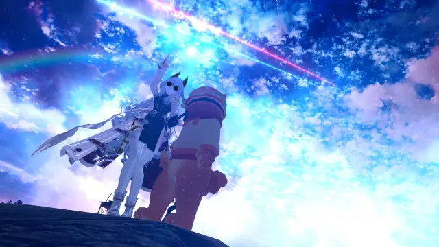 星空のワールドでポーズを取るアバター